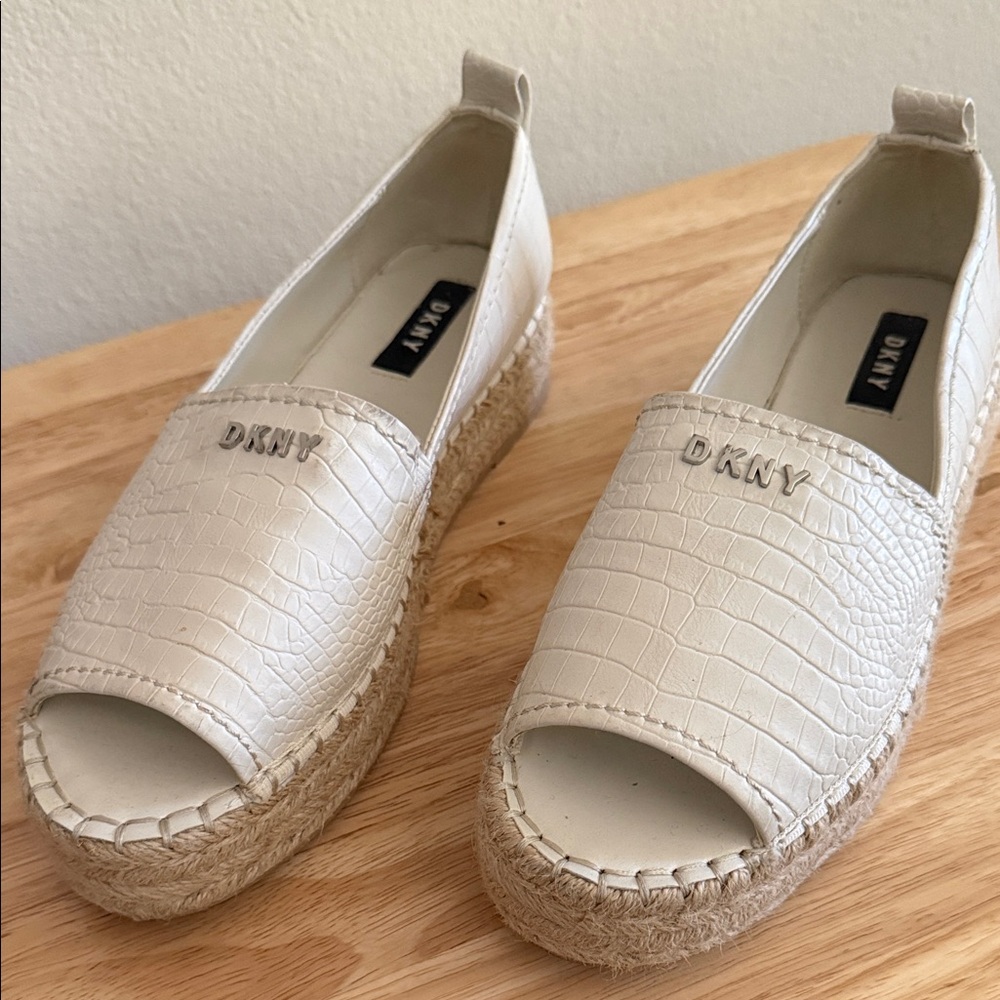 DKNY Beige Peep-Toe Espadrilles